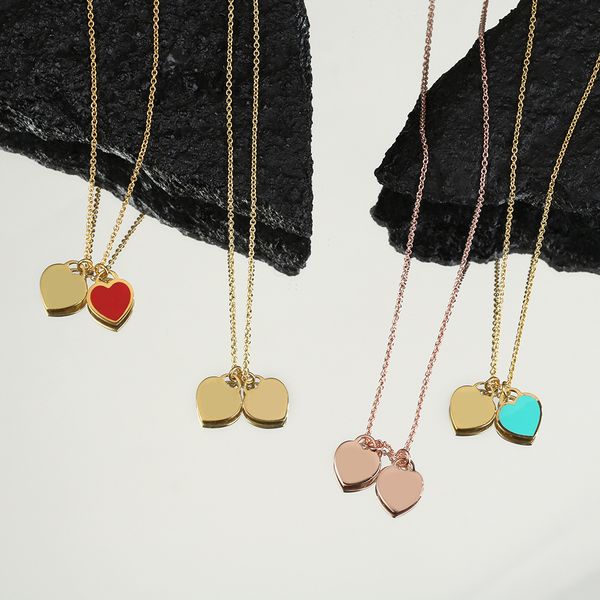 

custom pendant designer single peach heart necklace woman stainless steel blue pink green pendant luxury jewelry valentine's day christ, Silver