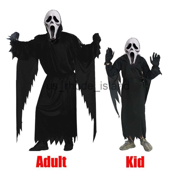 

cosplay horror scream 6 mask costume ghost face skull cosplay kid bloody killer black cloak halloween carvinal party robe costume x0818, Blue