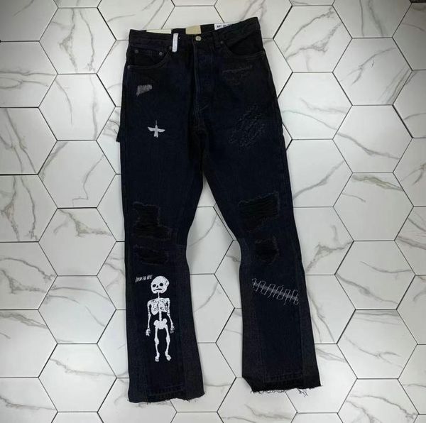 

hm576 mens jeans distressed motorcycle biker jean rock skinny slim ripped hole stripe fashionable snake embroidery de6425781, Blue