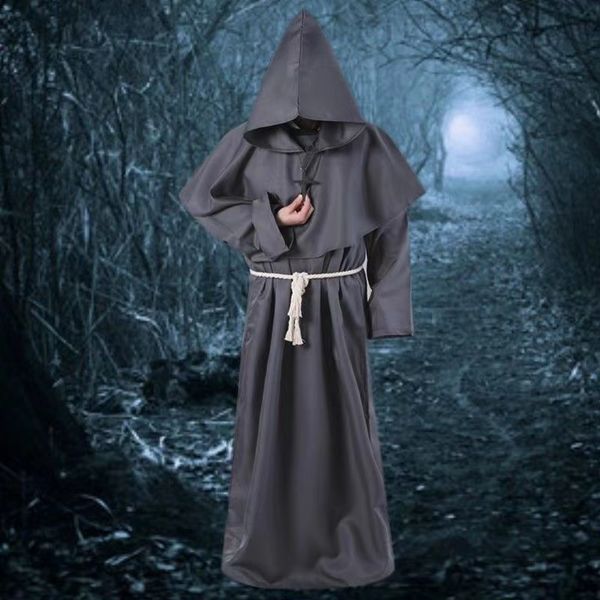 

halloween dead cosplay costume,costumes medieval monk suit, monk robe, wizard suit, priest suit, classic fashion, Silver