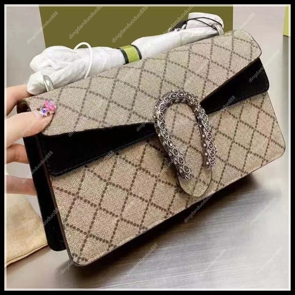 

2023 sliding chain wallet shoulder tote canvas leather women handbag flap tiger head closure with crystals ladies crossbody purse
