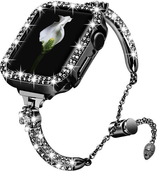 

Bling Band and Cover Compatible with Apple Watch Band 38mm 40mm 41mm 42mm 44mm 45mm iWatch SE Series 7 6 5 4 3 2 1 for Women apple watch band