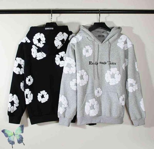 

men039s hoodies sweatshirts embroidery letter foam kapok print full men women ready made fleece hoodie sweatshirts t2208255013086, Black