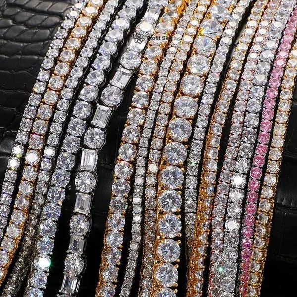 

hip hop vvs moissanite diamond tennis chain necklace fine jewelry 925 sterling silver for men and women