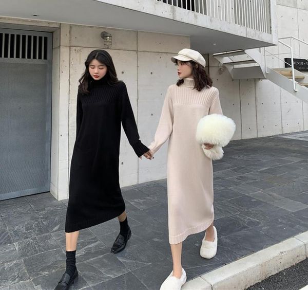 

casual dresses women039s long sweater dress knitted turtleneck loose plus size9744201, Black;gray