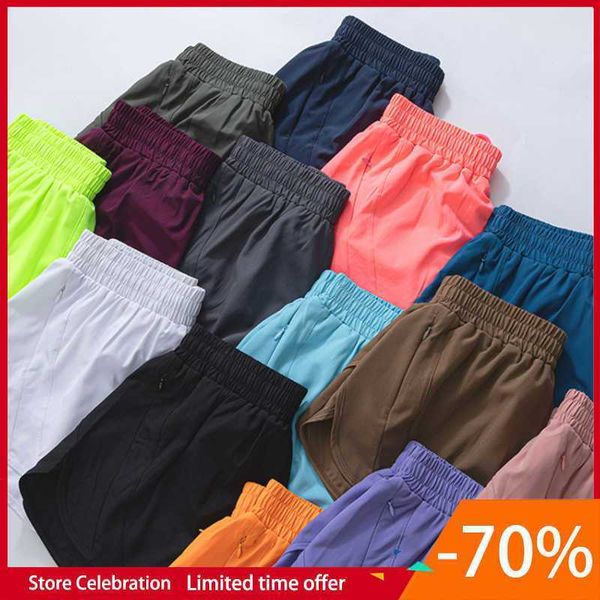 

new summer lulul sports quick-drying pants fake two-piece mesh yoga pants fitness running elastic short pants sweatpants yoga shorts lulus, White