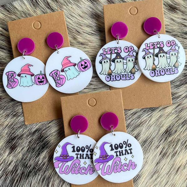 

halloween ghost witch pumpkin spider web cute earrings, Silver