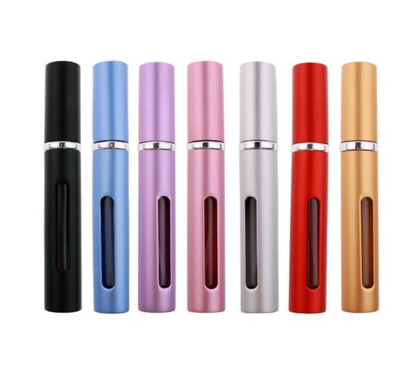 

whole 5ml portable mini spray perfume bottle aluminum electrified glass perfume container pressed mini travel atomizer refilla5820473