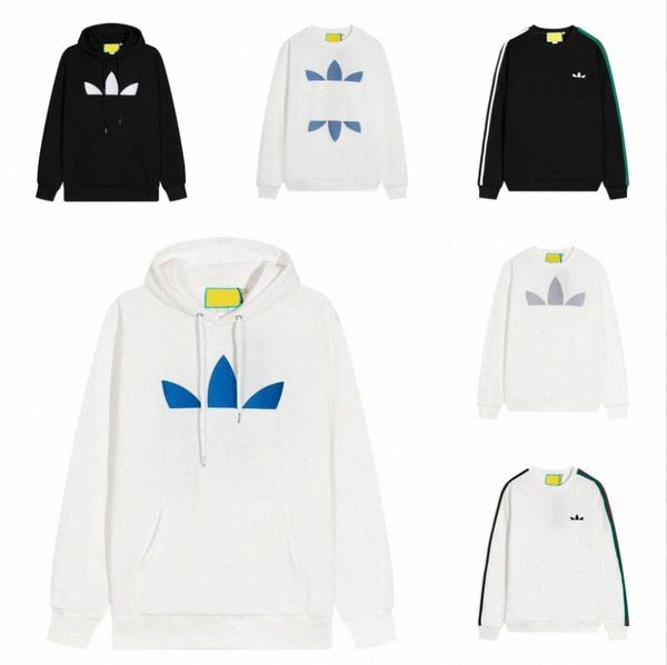 

designers fw men ucci hoodies loose pullover hooded clover print mens woman letter fashion clothing crewneck s m  xl xxl g5vi#, Black