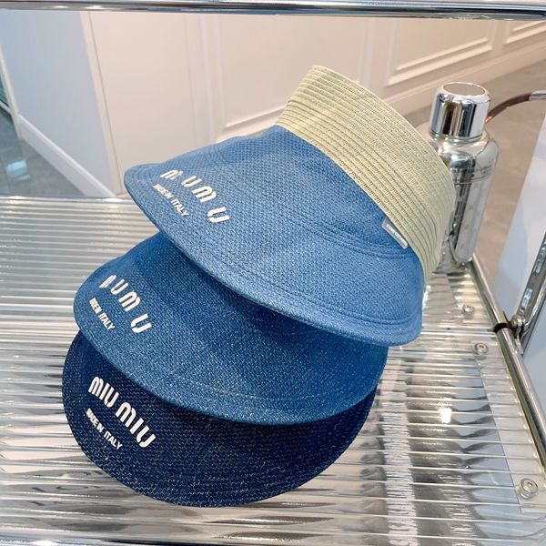 

mi korean version of fashionable denim hat for shopping, outing, sun shading, sun protection hat, empty hat, versatile and versatile summer, Blue;gray