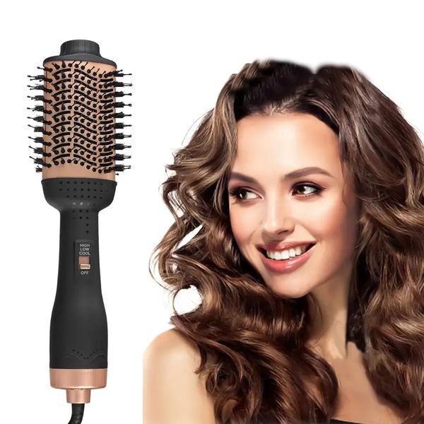 

air brush multifunctional hair dryer & volumizer three in one hair dryer curling iron straight hair comb, Black