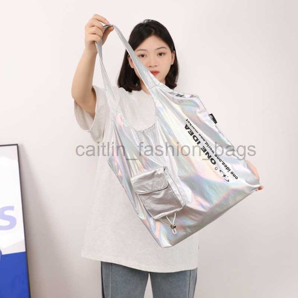 

designer bag korea east gate 2024 autumn new denim canvas fashion silver commuter tote large capacity designer bag caitlin_fashion_bags