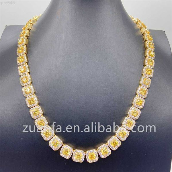 

2023 selling hip hop iced out jewelry s925 10mm loose synthetic gemstones moissanite diamond tennis necklace, Silver
