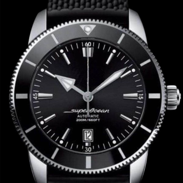 

men black automatic mechanical watch rubber, Slivery;brown