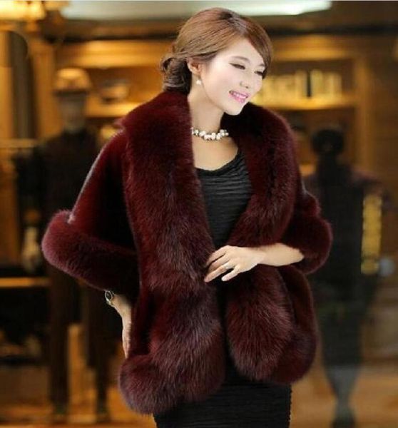 

winter wedding cloak bridal faux fur wraps warm shawls outerwear korean style women jacket prom evening party pdk0674085913, White