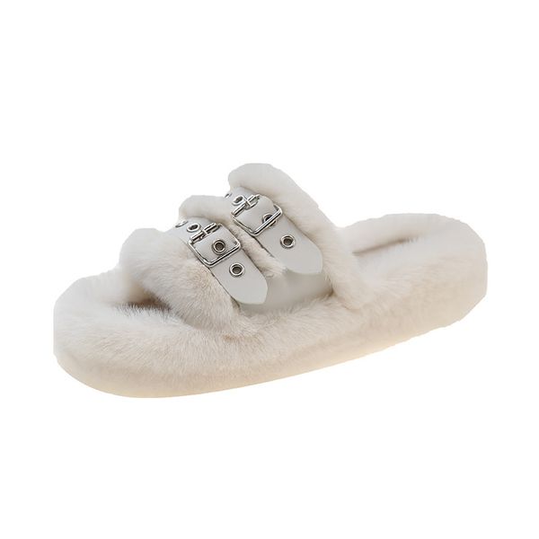 

women winter home autumn new product warm winter cotton slippers belt buckle black wood floor warm breathable wear-resistant outdoor shoes