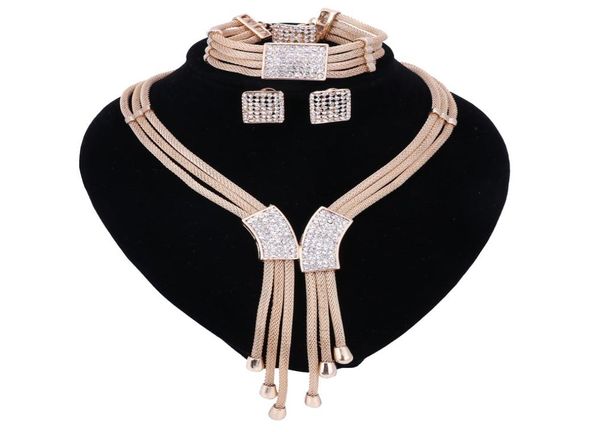 

2017 women italy dubai three tone necklace earrings golden jewelry sets wedding party bridal accessories costume jewelry5505889, Black