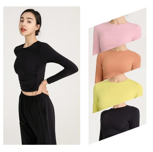 

women tracksuit tees tshirt clothing autumn ladies sports fitness running yoga soft breathable slim short long sleeve t6961839, White