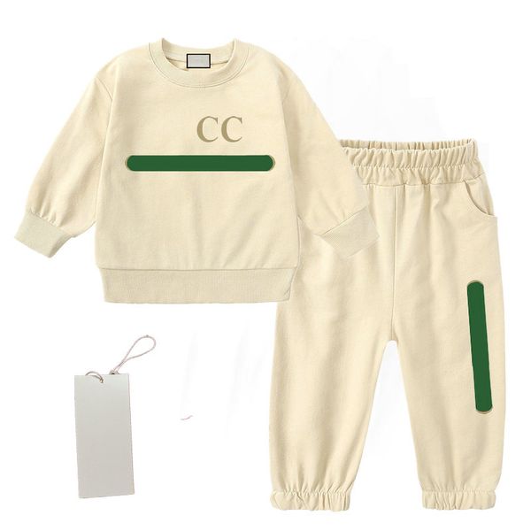 

in Stock Designer Kids Clothing Sets Baby Sportswear Boys Sweater Suit Children's Clothes Tops Pants Two-piece Size 90-160, Gold