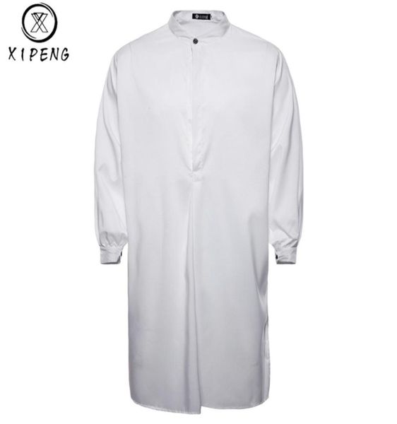 

2018 autumn new brand men039s shirt arab style fashion simple long men039s casual shirt white muslim robe thobe dress mxxl6279930, White;black