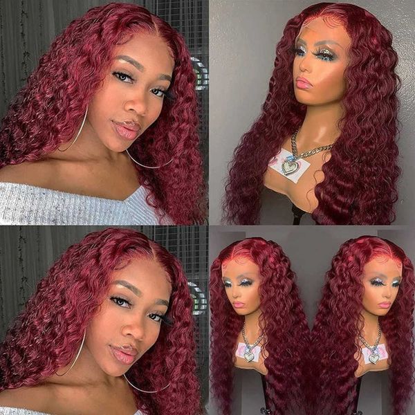

wig front lace small curly synthetic fiber headband long curly hair wine red small curly hair wig 230818, Black