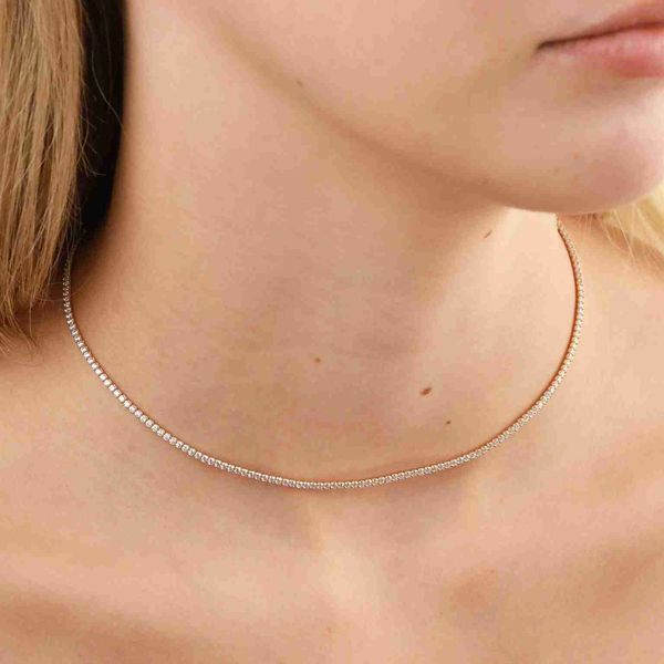 

moissanite tennis chain s925 pure silver link chain fine jewelry defvvs 2mm moissanite necklace