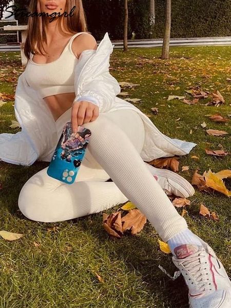 

women's leggings 10% spandex thermal leggings women autumn white ribbed tights coffee leggings high waist leggings for women fitness 23, Black