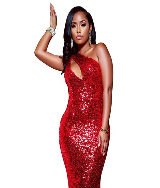 

women party dress sparkle glam sequin dazzling oneshoulder elegant mermaid long dresses nightclub female vestidos9419384, Black;gray