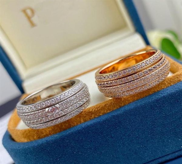 

possession series ring piage rose extremely 18k gold plated sterling silver luxury jewelry rotatable exquisite gift brand designer9328801, Slivery;golden
