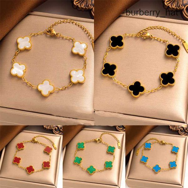

18k gold plated classic fashion charm bracelet four-leaf clover designer jewelry elegant mother-of-pearl bracelets for women and men high qu, Golden;silver
