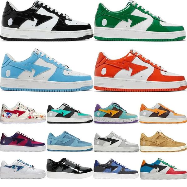 

wholesale men casual shoes woman fashion patent leather luxury sneaker black white massage outdoor trainers plate-forme designer sneakers ch