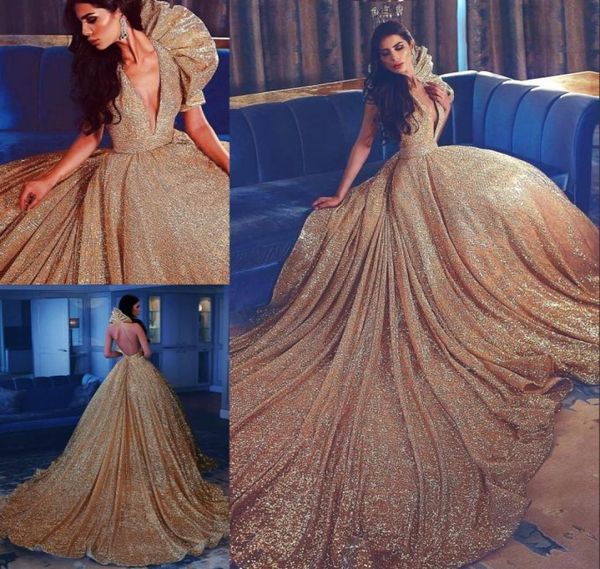 

sparkling golden sequines evening gowns deep vneck backless stunning red carpet dress 2017 custom made celebrity eveni1147679, Black;red