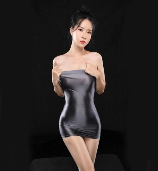 

plus size oil glossy sheer micro mini dress see through bodycon tight pencil cute smooth bandage candy color 15 casual dresse3032958, Black;gray