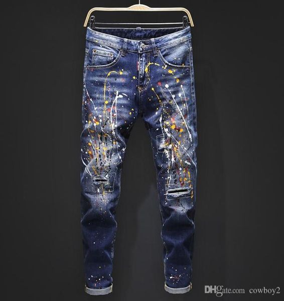 

men039s 2021 luxury designer jeans tight classic diesel car square jeans rock renaissance men039s jeans rock revival bik4235623, Blue