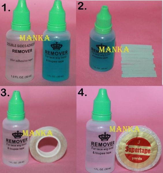 

adhesive tape 1cm3m and 1 bottle 30ml double sides tape glueadhesive remover for tape hair extensions pu skin weft4836809, Black;brown