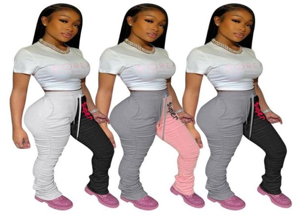 

elastic stacked sweatpants women joggers plus size high waisted bodycon ruched pants fitness leggings bottoms trousers 20207515979, Black;white
