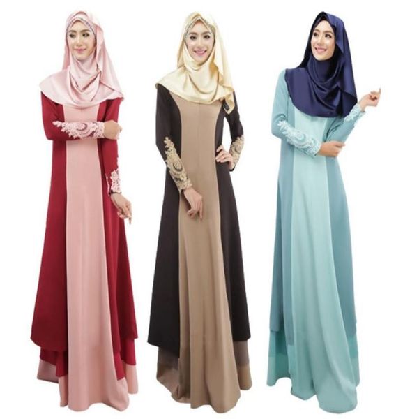 

muslim stitching fashion ethnic islamic clothing abaya muslim dress malay india and pakistan long sleeved dress national women032816813, Red