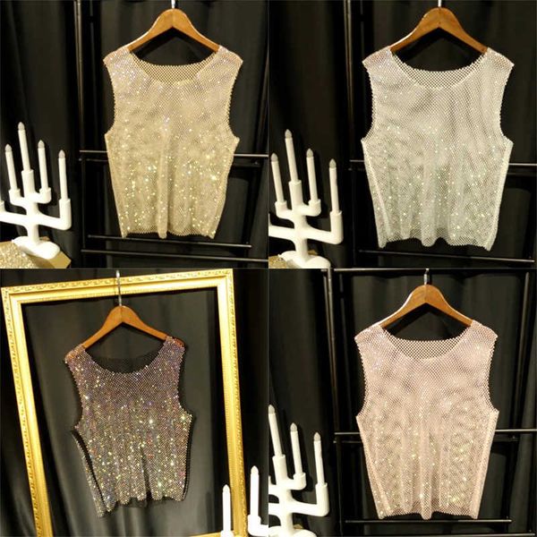 

women t-shirt women crystal beading rhinestone shiny tank party club hollow out diamonds stamping camis, White