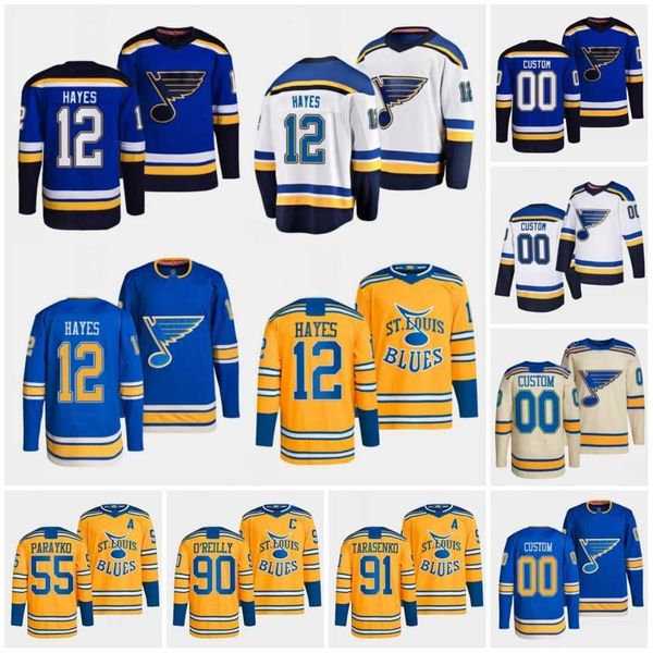 

#12 kevin hayes reverse retro hockey jersey #50 binnington #18 robert thomas #25 kyrou brayden schenn colton parayko torey krug pavel buchne, Black;red