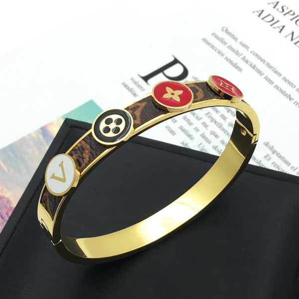 

classic couples jewelry enamel clover bangle cuff bracelet for gift, Black