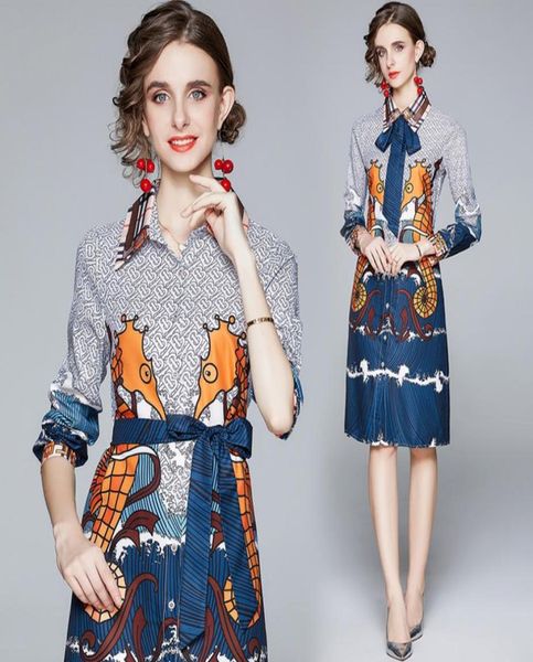 

fashion girl shirt dress lapel printed long sleeve bow dresses autumn womens dress ol temperament lady dress7579036, White;black