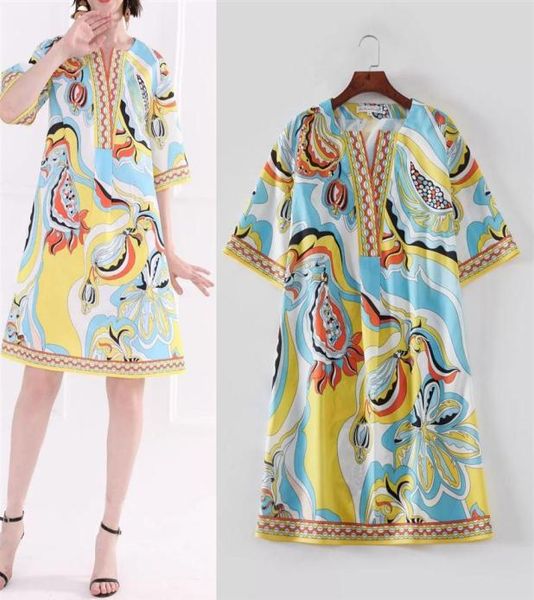 

highquality retro dress with fivepoint sleeves printed loose version260o9262551, Black