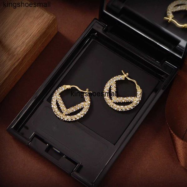 

luxury designer earring classic earrings simple and versatile gold full diamond women delicate circle earrings trendy fashion, Golden;silver