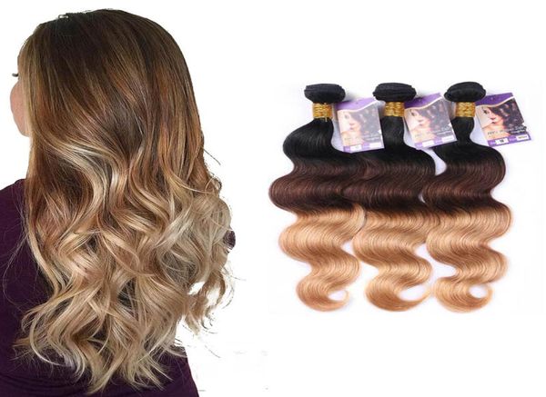 

1b427 ombre color brazilian human hair weave 3 bundles body wave hair extensions 3pcslot and 100gpcs 1226 inch length4242130, Black