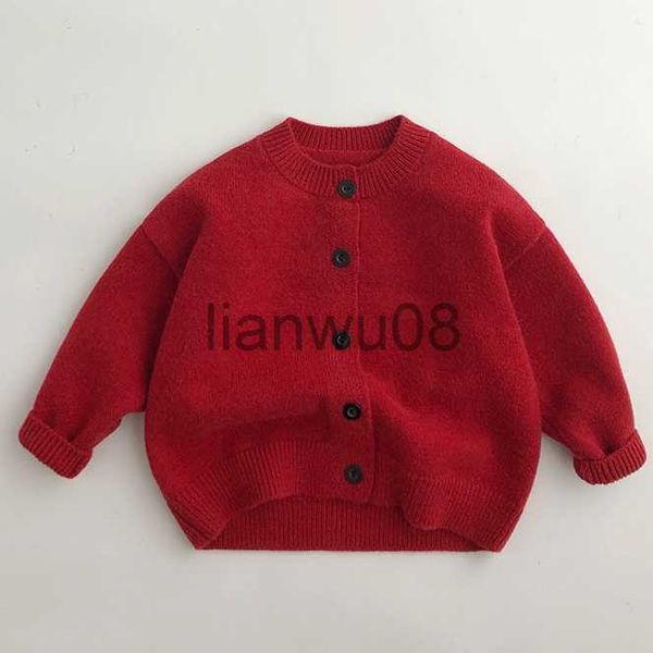 

pullover 2024 baby new year red clothes winter girl boys fleece knitting sweaters kid children autumn soft thicken solid cardigan outfit x08, Blue