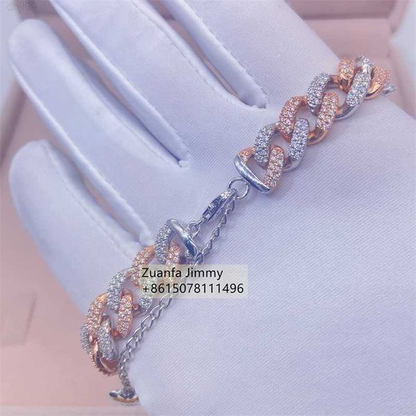 

10mm customized 925 sterling silver hip hop iced out jewelry two tone vvs1 moissanite anklet, Red;blue