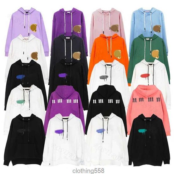 

palm designer hoodie mens palmangel pink hoodies bear graphic tee street alphabet sweatshirts splash ink women angle hoodys trend plus sweat, Black