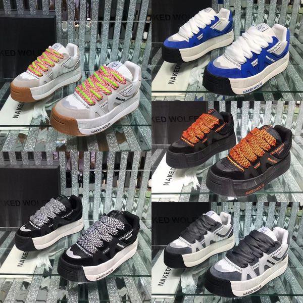 

naked wolfe designer sneakers men women casual shoes platform sneaker snatch kosa sliders leather trainers chunky rubber shoes lace up train, Black