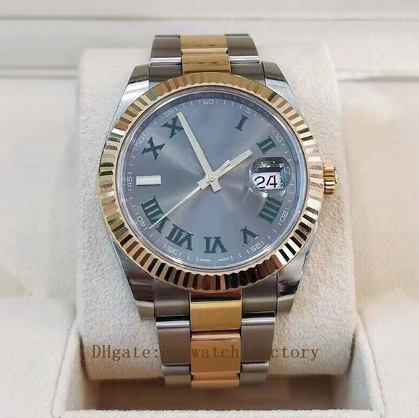 

41mm men's selling gm factory datejustoyster 904l asia 3235 elling dark grey dial with green roman numerals automatic, Slivery;brown