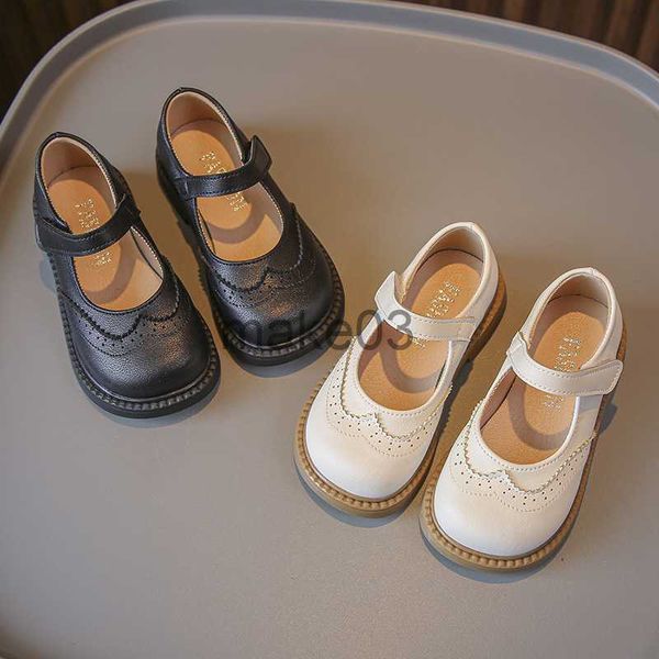 

sneakers girls leather shoes kids versatile shoes 2023 new soft breatheable nonslip children casual shoes soft shallow loafers black pu j230, Black;red